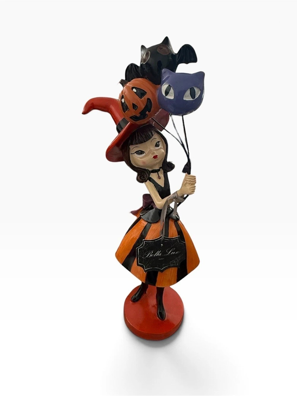 Bella Lux Halloween Witch Girl with Balloon Bouquet Figurine